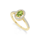 natural peridot solitaire halo engagement rings in yellow gold vermeil